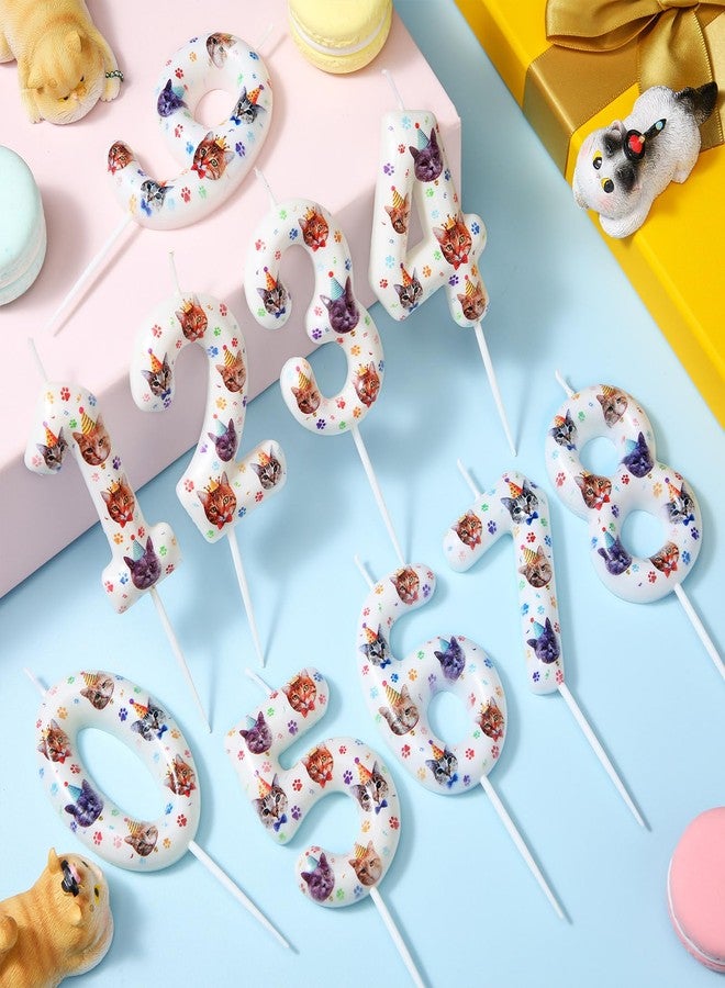 Conelist Cat Birthday Number Candles Cat Paw Print Themed Birthday Candles Paw Print Numeral Cupcake Topper for Cake Kitten Pet Theme Decorations Party Supplies(Number 8) - Image 2